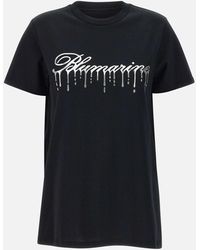 Blumarine - Black Cotton Jersey T -shirt Met Logo - Lyst