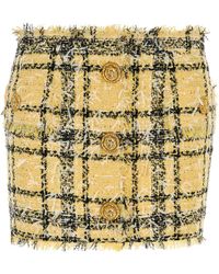 Balmain - Embroidered Tweed Mini Skirt - Lyst