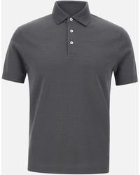 Herno - Polo de piqué de algodón gris - Lyst