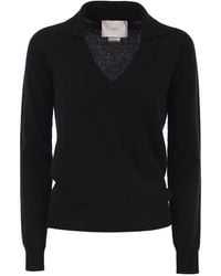 Vanisé - Patty V Neck Jumper With Polo Collar - Lyst