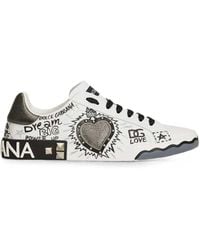 Dolce & Gabbana - Dolce & Gabbana Sneakers With Heart Patch And Graffiti Print - Lyst