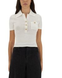 Self-Portrait - Perforated Knit Top - Lyst