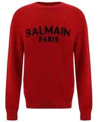 Balmain - Suéter de lana de logotipo de - Lyst