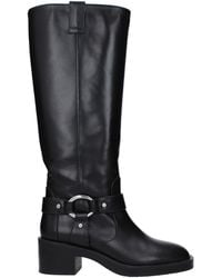 Stuart Weitzman - Kneehigh Leather Block Heel Boots - Lyst