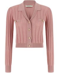 Alessandra Rich - Openwork Cashmere Blend Knit Cardigan - Lyst