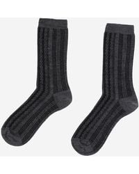 ANT45 - Ribbed Wool Blend Socks With Stripes - Lyst