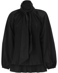 Max Mara - Mxevalle Pleated Blouse With Neck Bow - Lyst