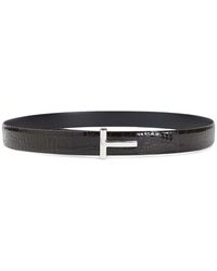 Tom Ford - Cinturón Con Efecto De Piel De Cocodrilo En Relieve - Lyst