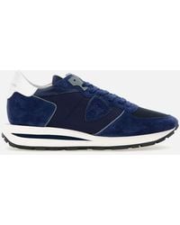 Philippe Model - Tropez tissu Suede Blue Sneakers - Lyst
