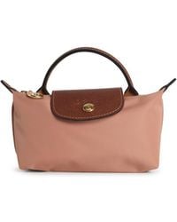 Longchamp - Koppelingstas Met 'le Plaliage Origineel' Handvat In Roze Polyamide - Lyst