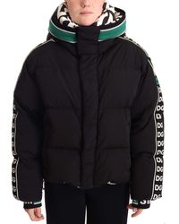 Dolce & Gabbana Black Green Logo Parka Hooded Puffer Winter Jacket