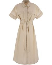 Peserico - Light Stretch Cotton Satin Chemisier Dress - Lyst