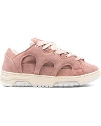 Santha - Gewatteerde Leren Sneakers Met Vlakken - Lyst