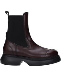 Ganni - Brown Leather Ankle - Lyst