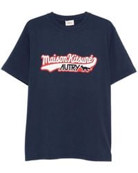 Autry X Maison Kitsune - Logo Cotton T-Shirt - Lyst