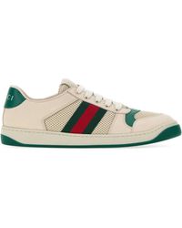 Gucci - Ivory Mesh And Suede Screener Sneakers - Lyst