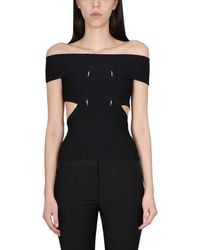 McQueen - Off-Shoulder Sliced Mini Top - Lyst