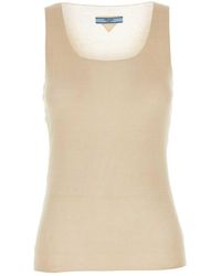Prada - Sand Cotton Tank Top - Lyst