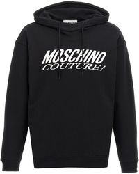 Moschino - Logo Print Hoodie Felpe Bianco/Nero - Lyst