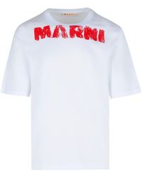 Marni - White Cotton T -shirt Met Maxi '' Print - Lyst