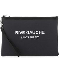 Saint Laurent - Charcoal Canvas Rive Gauche Clutch - Lyst