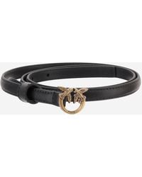 Pinko - Leather Belt With Logo - Lyst