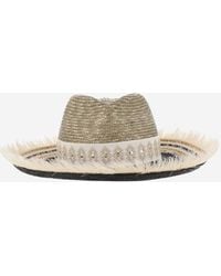 Ferruccio Vecchi - Straw And Viscose Blend Hat With Embroidery - Lyst