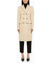 Sportmax - Ivory Wool Double Breasted Coat - Lyst