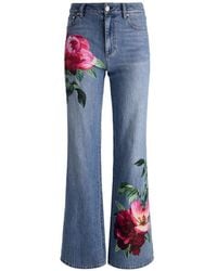Alice + Olivia - Embroidered Denim Jeans - Lyst