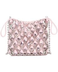 Self-Portrait - Crystal-Embellished Drawstring Bucket Bag - Lyst
