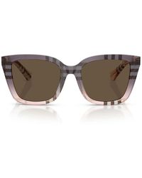 Burberry - Zonnebril Be4487 422073 Geruit Gradiënt Roze/bruin Dames - Lyst