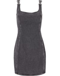 Marine Serre - Moon Lasergrijze Denim Mouwloze Mini-jurk - Lyst