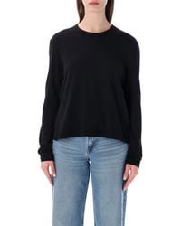 James Perse - Oversized Crepe Jersey Long Sleeve Tee - Lyst