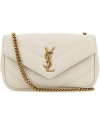 Saint Laurent - Ivory Leather Mini Loulou Crossbody Bag - Lyst