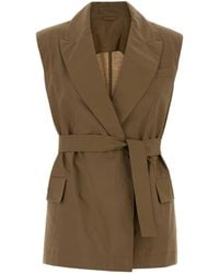 Brunello Cucinelli - Cappuccino Cotton Blend Vest - Lyst