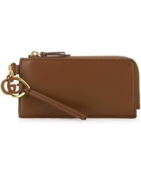 Gucci - Caramel Leather Card Holder - Lyst