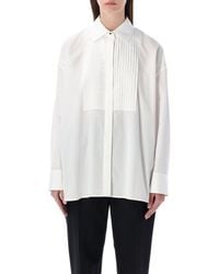 Golden Goose - Oversized Cotton Shirt With Pleated Bib And Jewel Buttons - Lyst