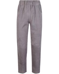 Via Masini 80 - Pantalones de gamuza de cintura elástica - Lyst
