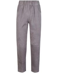 Via Masini 80 - Elastic Waist Suede Trousers - Lyst