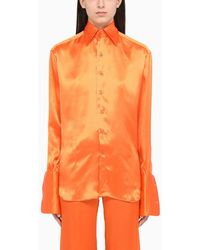 Woera - Orange Silk Regular Shirt - Lyst
