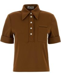 Miu Miu Ribbed Jersey Polo Shirt in Red | Lyst