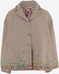 Péro - Leinenjacke mit Perlen - Lyst