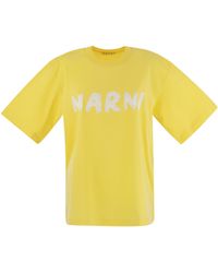 Marni - Camiseta de jersey de algodón con estampado - Lyst