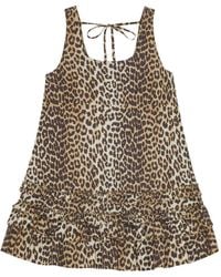 Ganni - Dress With Animal Print - Lyst