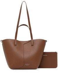 Emporio Armani - 1981 Small Leather Shopper With A Mini-Grained Finish And Double Handles - Lyst