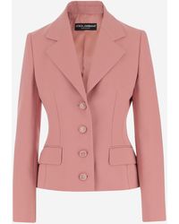 Dolce & Gabbana - Single Breasted Sweet Jacket In Wool Crepe - Lyst