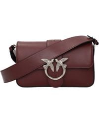Pinko - Love One Crossbody Bags Leather/Burgundy - Lyst