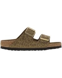 Birkenstock - Arizona Leo Sandal Met Gespen En Dierenprint - Lyst