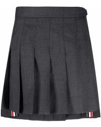 Thom Browne - Minijupe Super 120S En Sergé À Design Plissé - Lyst