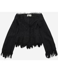 MATIERES FECALES - Cotton Blend Dress With Fringed Edges - Lyst